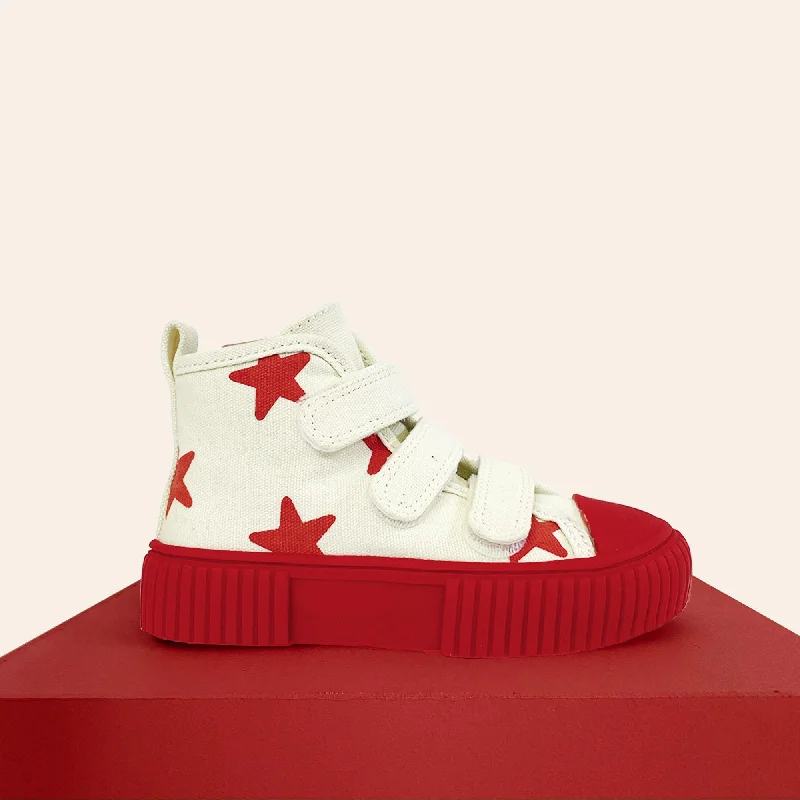 Men's metallic - accented fabric booties for a trendy edgePiccolini x By Billie High Top- Red Star