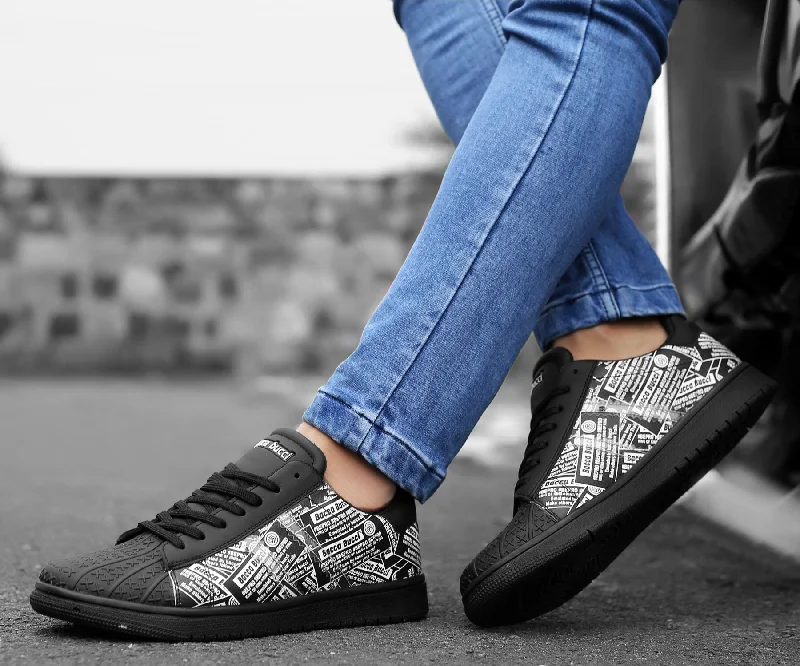 Men's casual shoes with a thick sole for added height Bacca Bucci Raven