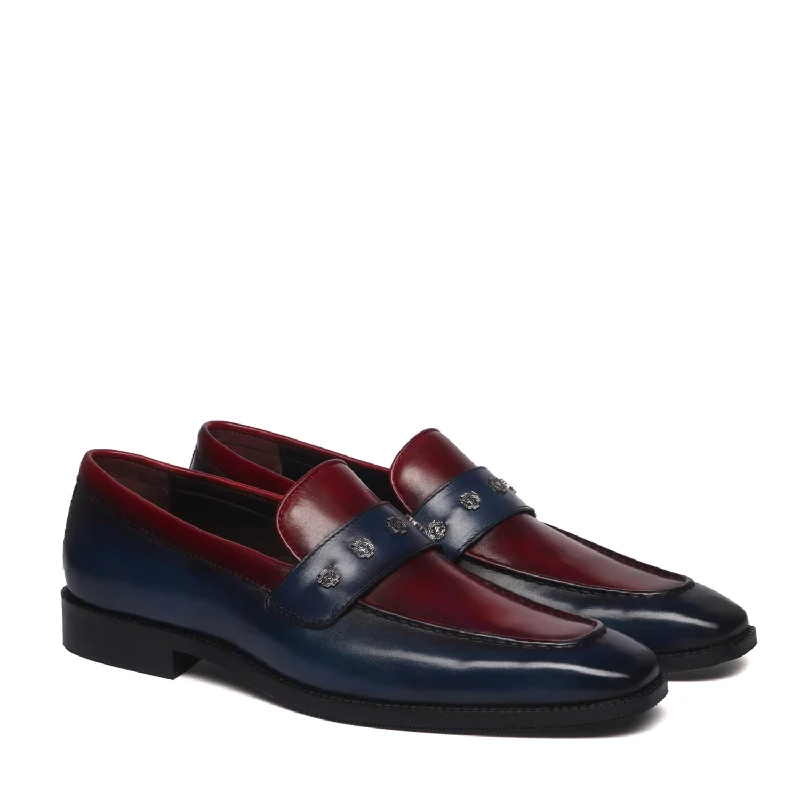 Men's leather loafers with a penny slot Men's leather loafers with a penny slot Two Tone Penny Loafer in Blue-Wine Designer Formal Slip-On Shoes Men's leather loafers with a penny slot Men's leather loafers with a penny slot Two Tone Penny Loafer in Blue-Wine Designer Formal Slip-On Shoes