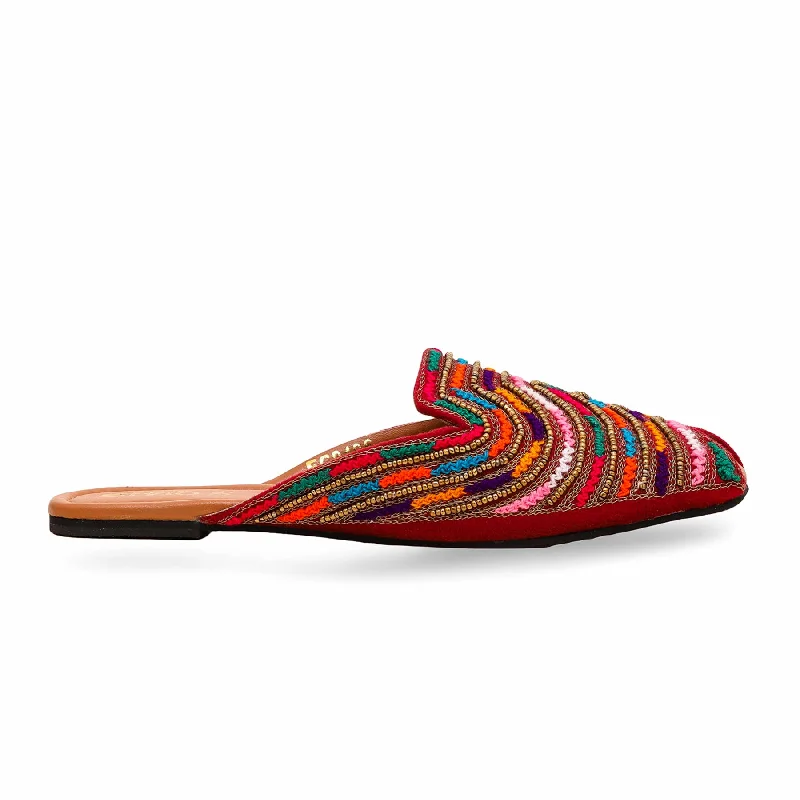 Men's slippers with a padded footbed for all - day comfort Maroon Back Open Fancy Khusa EC8486