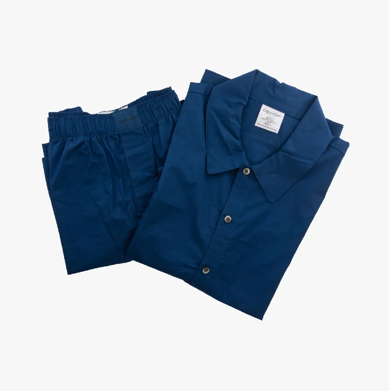 Men's slippers with a removable insole for cleaning Calvin Klein PURE COTTON SLEEP Short Pyjama Set Mens Navy Peony