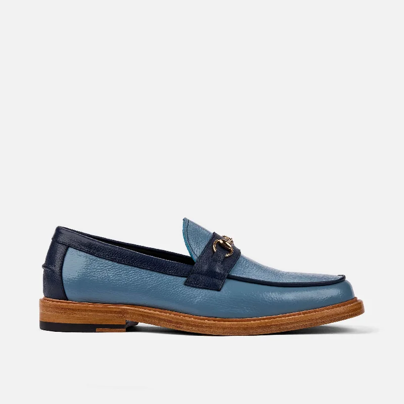 Men's loafers with a low - heeled design Men's loafers with a low - heeled design Boardwalk Blue Leather Horse-Bit Loafers Men's loafers with a low - heeled design Men's loafers with a low - heeled design Boardwalk Blue Leather Horse-Bit Loafers