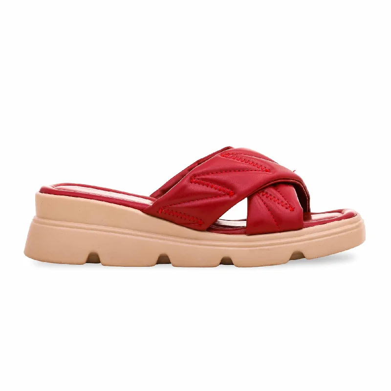 Men's slippers with a pointed toe for a stylish appearance Maroon Formal Slipper PU0276