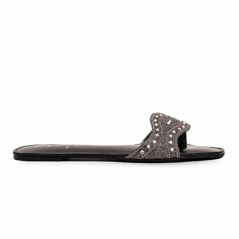 Men's slippers with a logo patch on the side Black Fancy Slipper FN7798