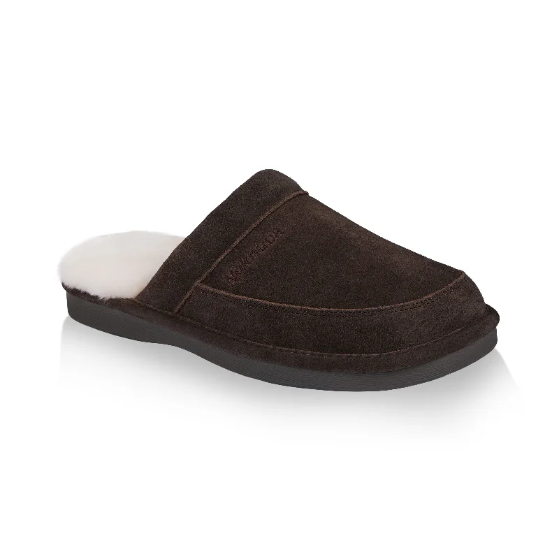 Men's slippers with a padded collar for comfort Spencer men's slipper (Dark Brown)