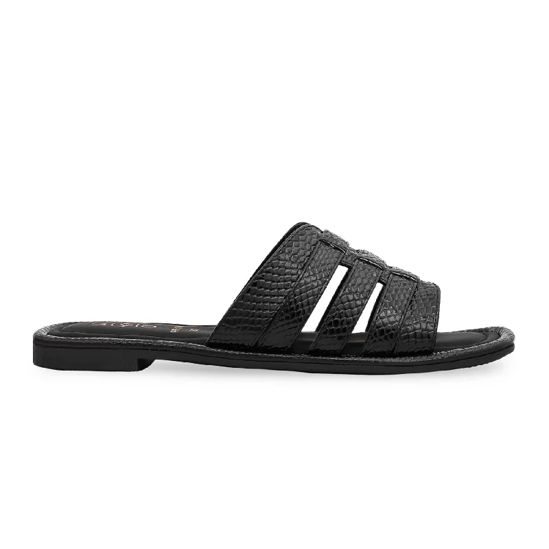 Men's slippers with a decorative pom - pom or tassel Black Formal Slipper FR8199