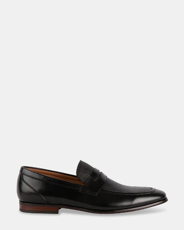 Men's leather loafers with a penny slot Men's leather loafers with a penny slot TAVER BLACK LEATHER