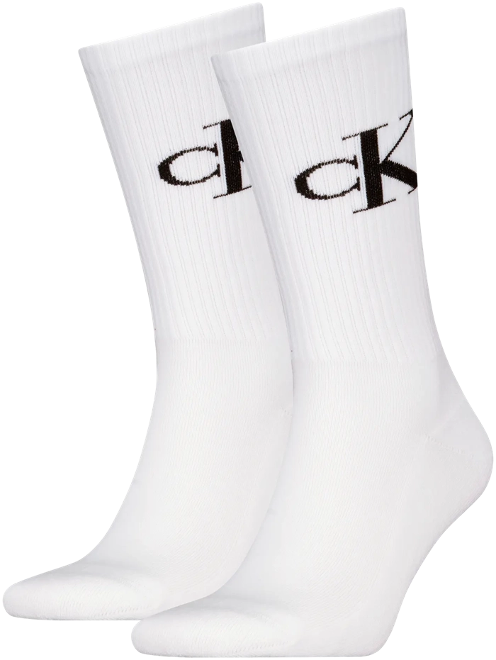 Leather men's slippers with a mule style Calvin Klein 2 Pack Monogram Mens Socks White