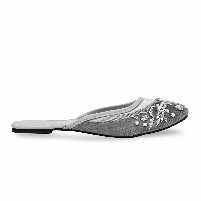 Men's slippers with a breathable fabric upper Grey Back Open Khusa EC8490