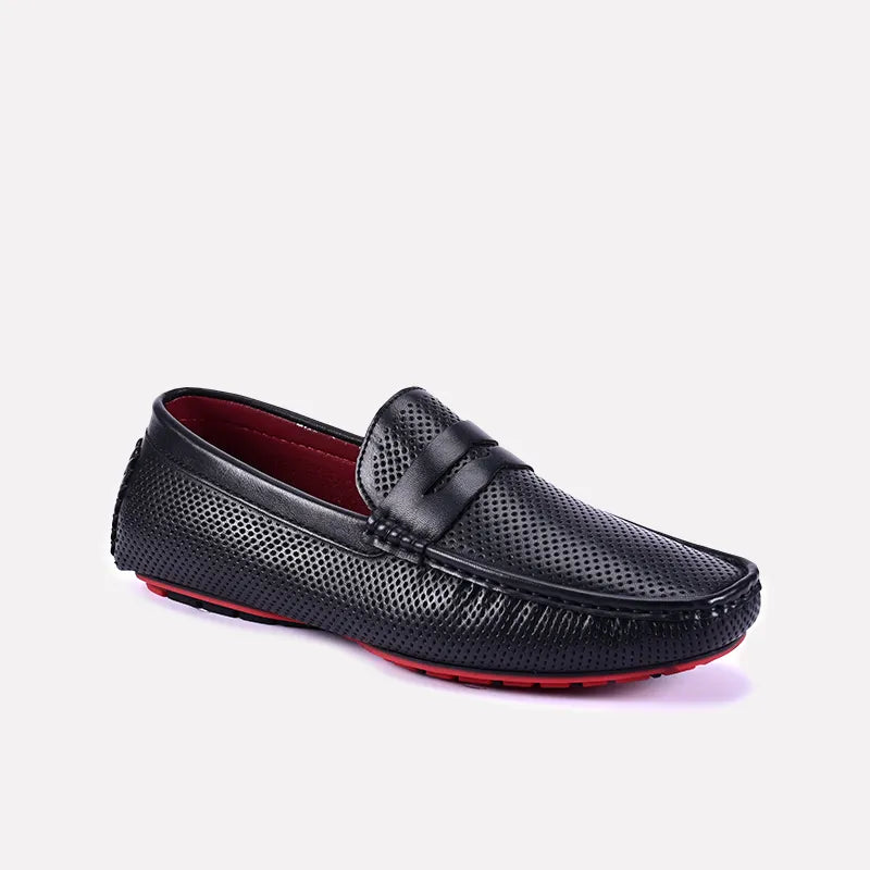 Men's loafers with a perforated leather upper for ventilation Men's loafers with a perforated leather upper for ventilation Stanley Black Perforated Penny Loafers 0130831 Men's loafers with a perforated leather upper for ventilation Men's loafers with a perforated leather upper for ventilation Stanley Black Perforated Penny Loafers 0130831