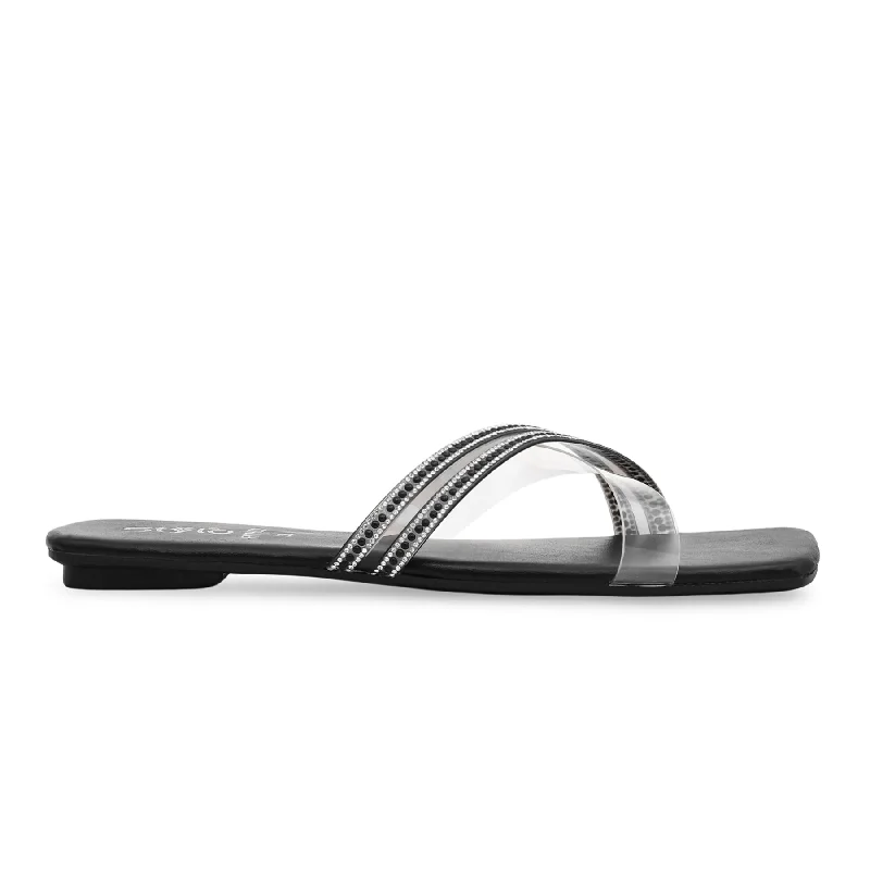 Men's slippers with a rubber sole for outdoor use Black Fancy Slipper FN7682