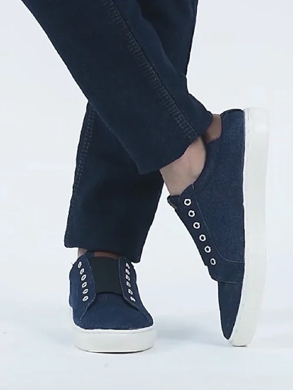 Men's casual shoes with a floral print for a unique style Men Navy Blue Elastic Closure Comfort Canvas Denim Slip On Sneaker Shoes Men's casual shoes with a floral print for a unique style Men Navy Blue Elastic Closure Comfort Canvas Denim Slip On Sneaker Shoes