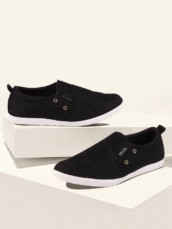 Men's casual shoes with a low - profile design Men Black Casual Canvas Slip-On Loafers Men's casual shoes with a low - profile design Men Black Casual Canvas Slip-On Loafers