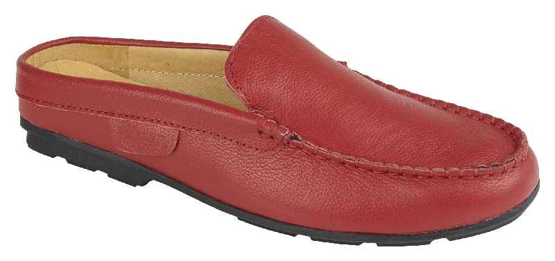 Men's slippers with a non - slip outsole for safety STEPH - RED LEATHER