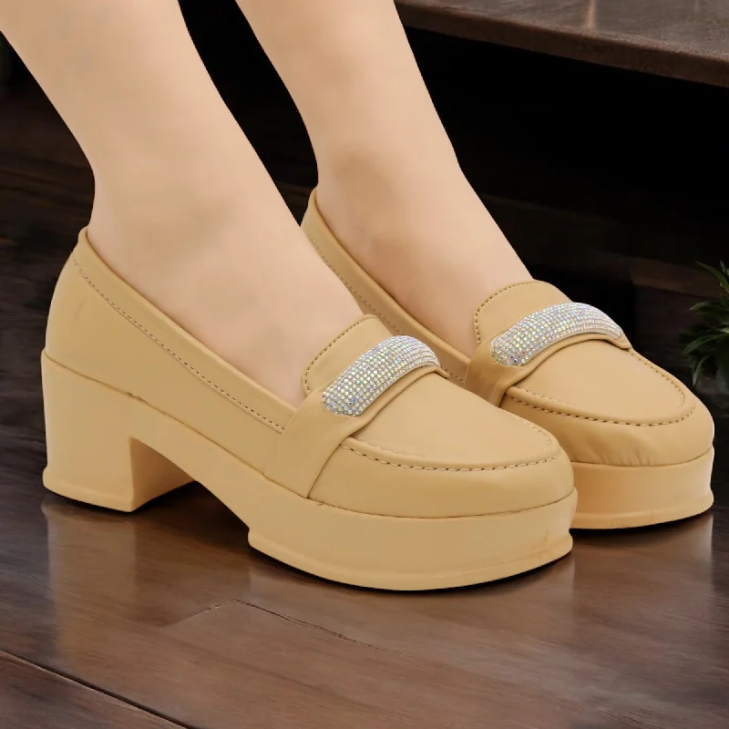 Men's slippers in a warm color like red or brown M0437 block heel