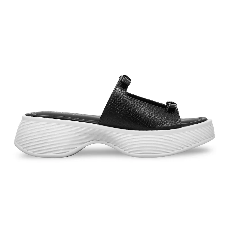 Men's slippers with a breathable fabric upper Black Formal Slipper PU0134