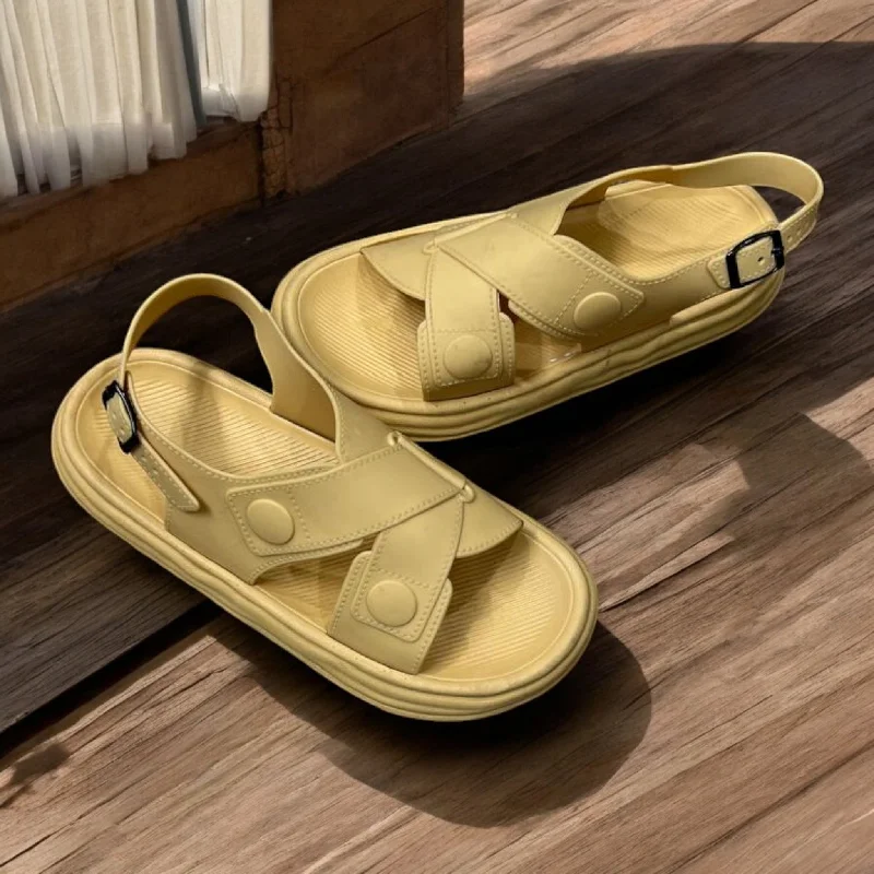 Men's slippers with a logo patch on the side Yellow sandal