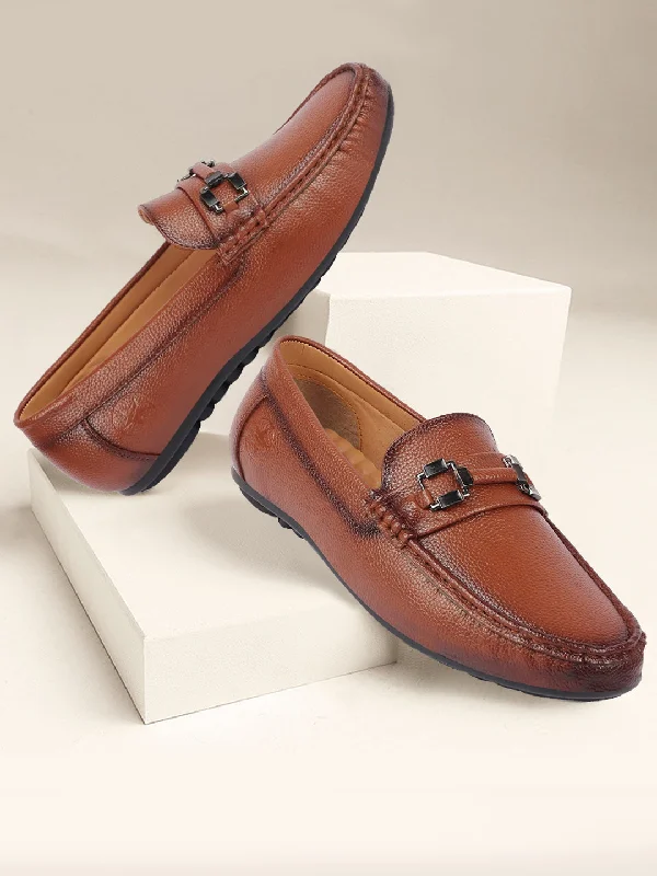 Men's casual shoes with a soft insole for cushioning Men Tan Textured Design Horsebit Buckle Casual Classic Slip On Moccasins and Loafers Men's casual shoes with a soft insole for cushioning Men Tan Textured Design Horsebit Buckle Casual Classic Slip On Moccasins and Loafers