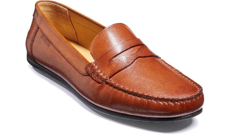 Men's leather loafers with a penny slot Men's leather loafers with a penny slot Jamie - Cedar Hand Painted