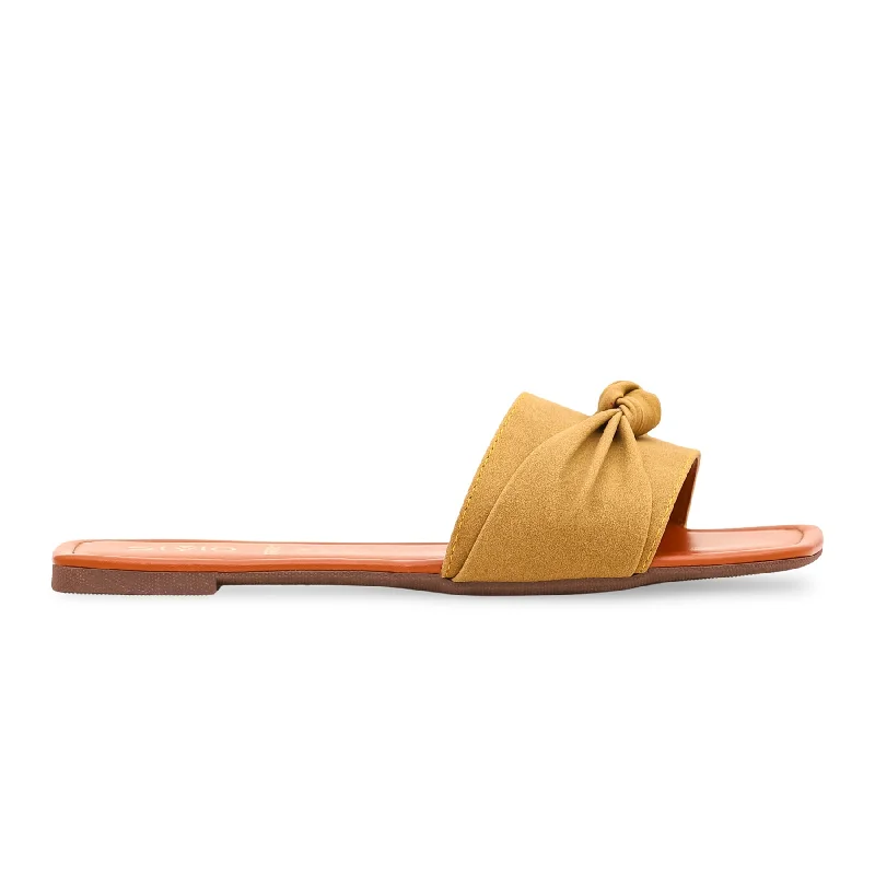 Men's slippers with a leather sole for a classic look Yellow Formal Slipper FR8081