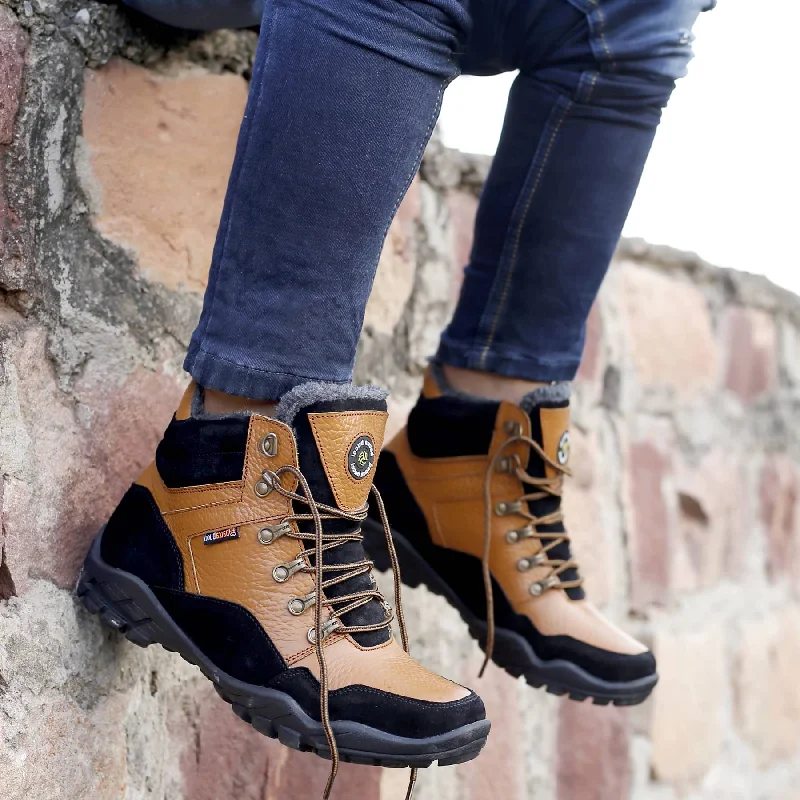 Men's casual shoes with a soft insole for cushioning Bacca Bucci Genuine leather Grain Boots with Fur