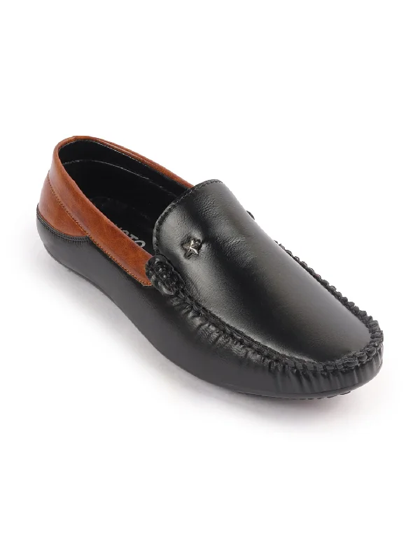 Men's casual shoes with a metallic trim Men Black Casual Slip-On Loafers