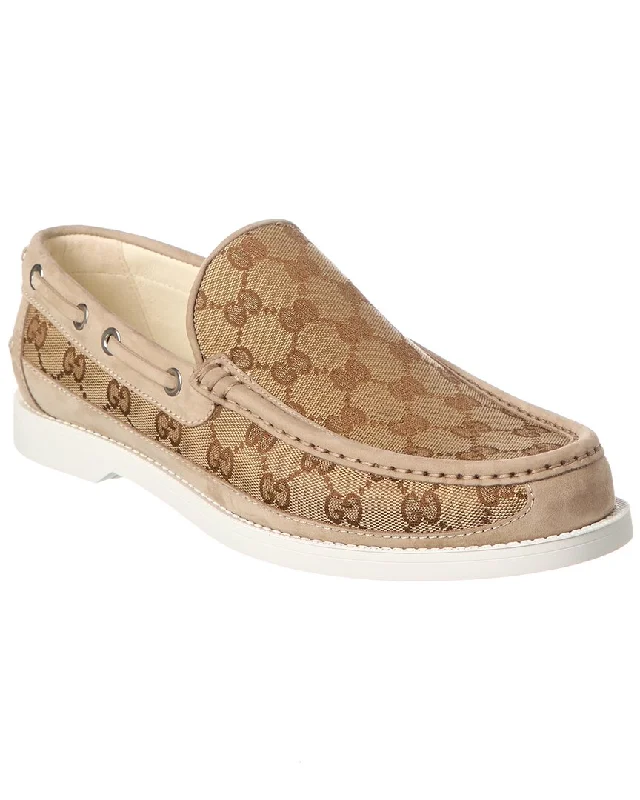 Men's loafers with a moc - toe design Men's loafers with a moc - toe design Gucci Canvas Moccasin