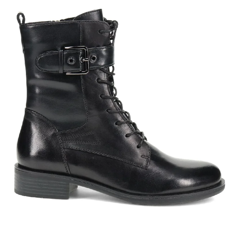 Men's casual shoes with a soft insole for cushioning Buckle-Detailed Lace-Up Ankle Boots - SINO40504 / 326 461 Men's casual shoes with a soft insole for cushioning Buckle-Detailed Lace-Up Ankle Boots - SINO40504 / 326 461