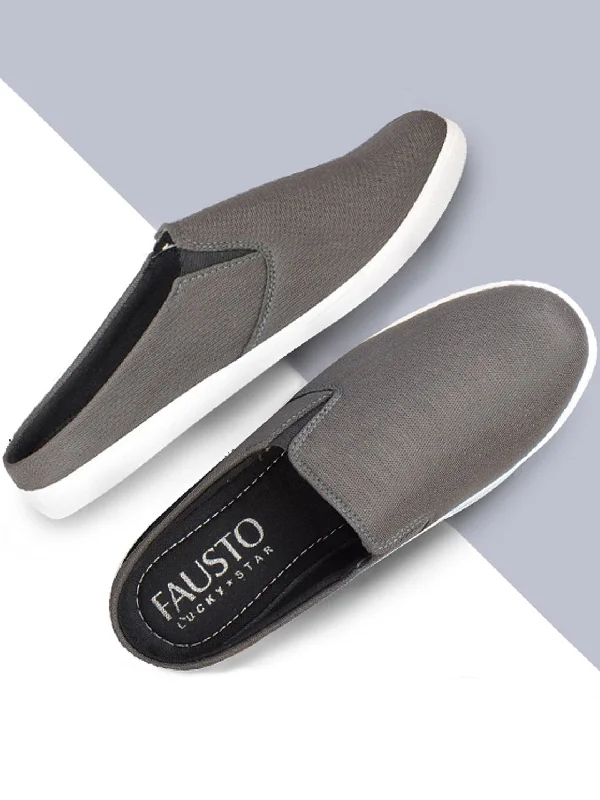Men's casual shoes with a low - profile design Men Grey Casual Canvas Slip-On Shoes Men's casual shoes with a low - profile design Men Grey Casual Canvas Slip-On Shoes