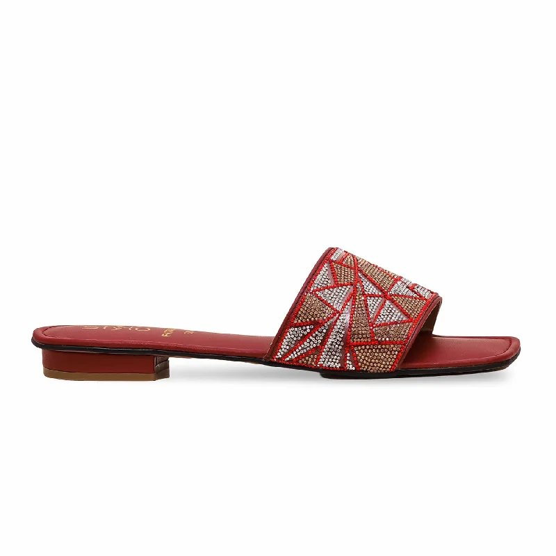 Men's slippers with a leather sole for a classic look Maroon Fancy Slipper FN7803