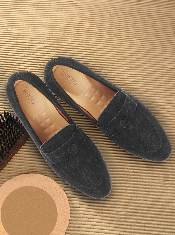 Men's casual shoes with a floral print for a unique style Men Black Suede Leather Penny Loafer Shoes Men's casual shoes with a floral print for a unique style Men Black Suede Leather Penny Loafer Shoes