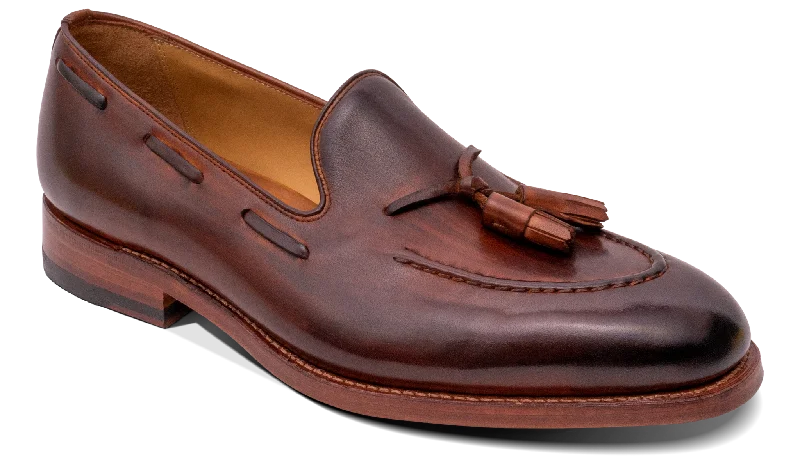 Men's loafers with a perforated leather upper for ventilation Men's loafers with a perforated leather upper for ventilation Severn - Tan Brush Stroke