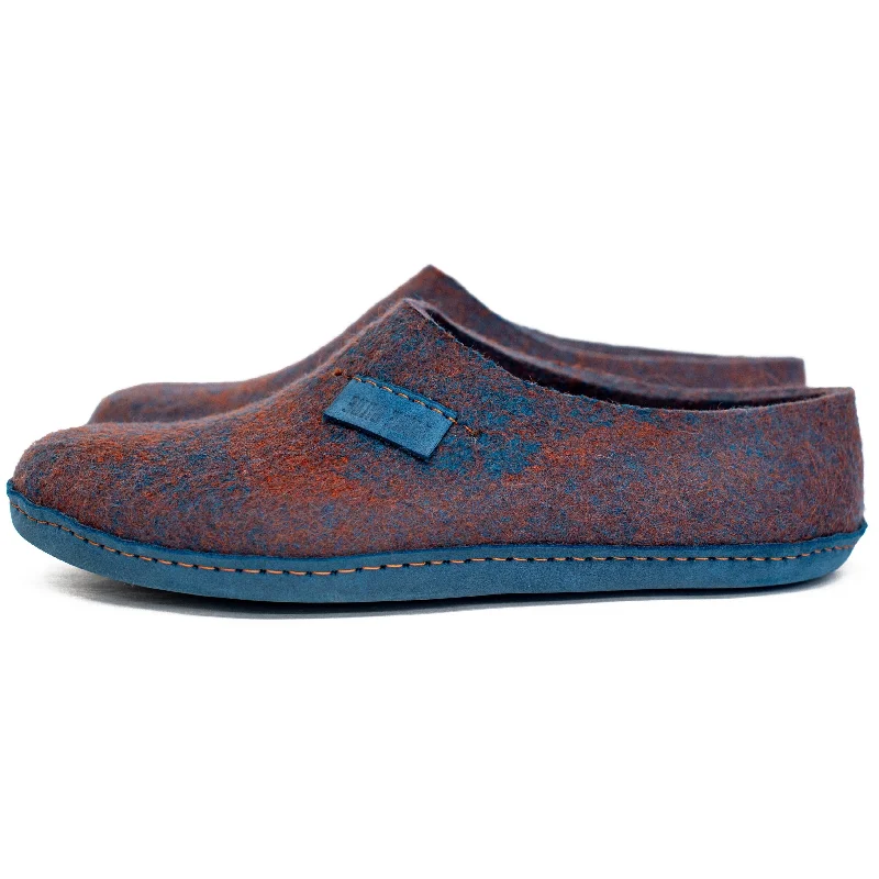Men's slippers with a wool blend upper for warmth Men's Classic Wool Slippers - Rusted Mix