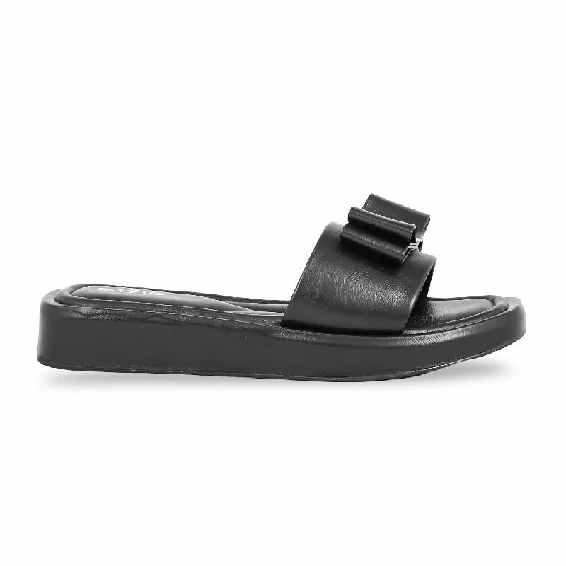 Men's slippers with a soft, flexible sole Black Platform Heel Slipper PU0473