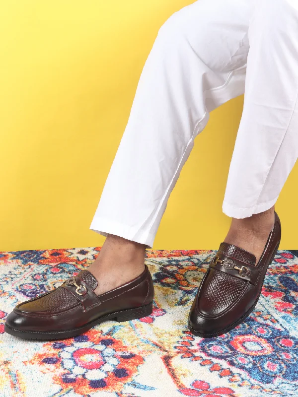 Men's casual shoes with a padded heel for comfort Men Cherry Wedding Party Embossed Design Genuine Leather Buckle Slip On Loafer Shoes Men's casual shoes with a padded heel for comfort Men Cherry Wedding Party Embossed Design Genuine Leather Buckle Slip On Loafer Shoes