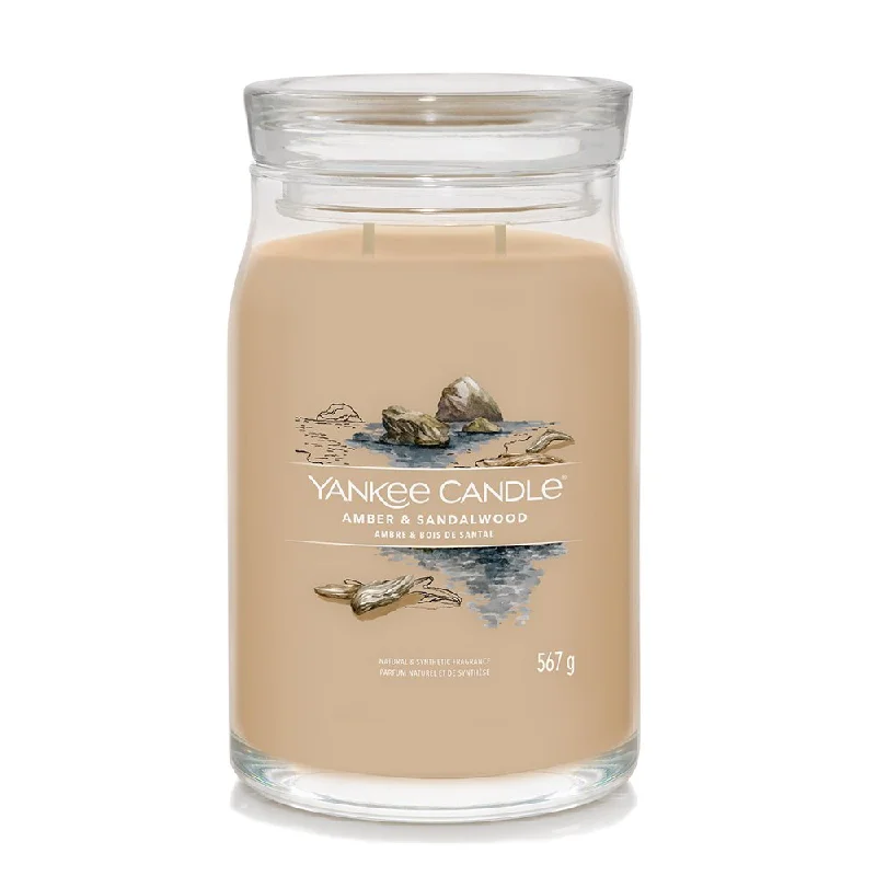 Men's plush slippers with a faux fur lining Yankee Amber & Sandalwood Signature Large Jars Men's plush slippers with a faux fur lining Yankee Amber & Sandalwood Signature Large Jars