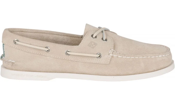 Men's casual shoes with a logo patch on the tongue Summer Suede Boat Shoe - Cement Men's casual shoes with a logo patch on the tongue Summer Suede Boat Shoe - Cement