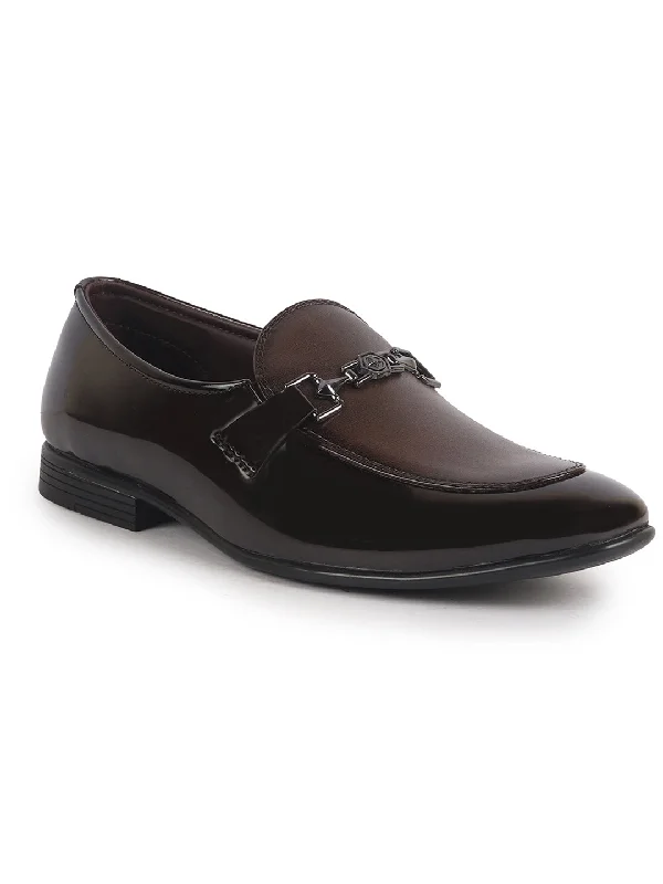 Men's casual shoes with a floral print for a unique style Men Brown Patent Leather Horsebit Buckle Ethnic Slip On Shoes|Party Shoe|Formal Office Shoe|Wedding Shoe Men's casual shoes with a floral print for a unique style Men Brown Patent Leather Horsebit Buckle Ethnic Slip On Shoes|Party Shoe|Formal Office Shoe|Wedding Shoe