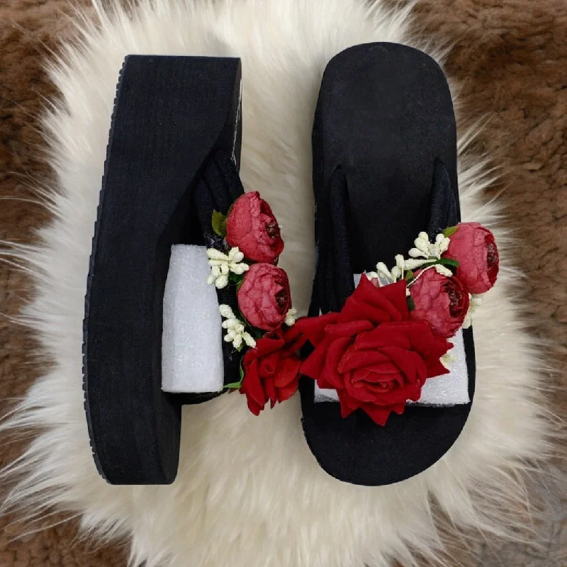 Men's slippers with a non - slip outsole for safety Red rose Flipflop