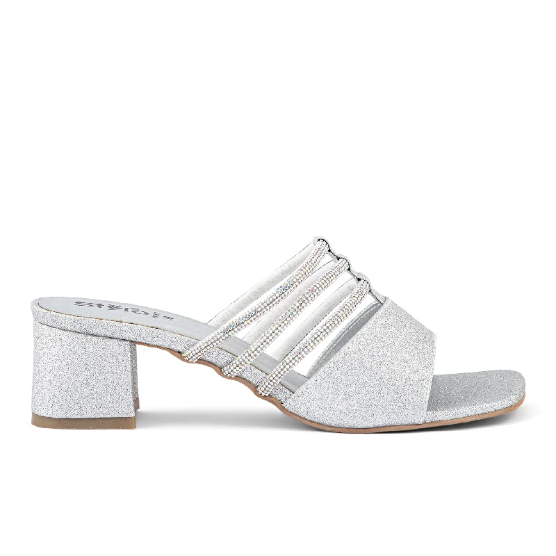 Leather men's slippers with a mule style Silver Fancy Slipper FN7871