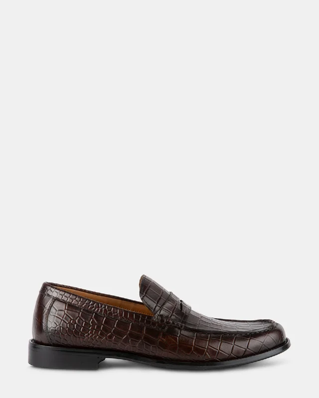 Men's leather loafers with a penny slot Men's leather loafers with a penny slot MARVYN BROWN EXOTIC Men's leather loafers with a penny slot Men's leather loafers with a penny slot MARVYN BROWN EXOTIC