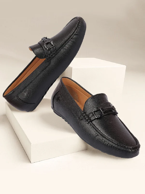 Men's casual shoes with a low - profile design Men Black Textured Design Horsebit Buckle Casual Classic Slip On Moccasins and Loafers Men's casual shoes with a low - profile design Men Black Textured Design Horsebit Buckle Casual Classic Slip On Moccasins and Loafers