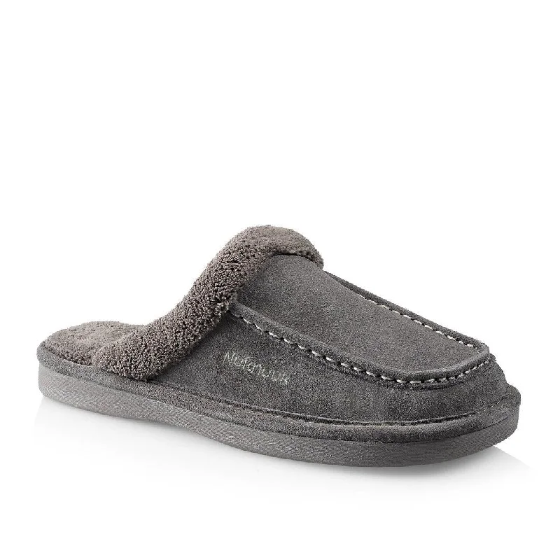 Leather men's slippers with a mule style Ed men'sslipper (Grey)