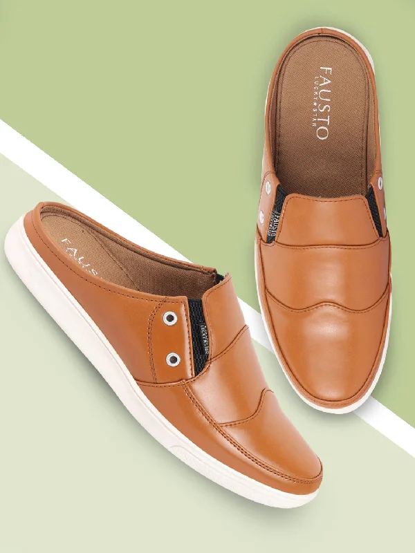 Men's casual shoes with a padded heel for comfort Men Beige Casual Back Open Classic Slip On Shoes Men's casual shoes with a padded heel for comfort Men Beige Casual Back Open Classic Slip On Shoes