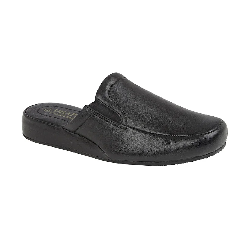 Men's plush slippers with a faux fur lining IAN Mens Leather Mule Slippers