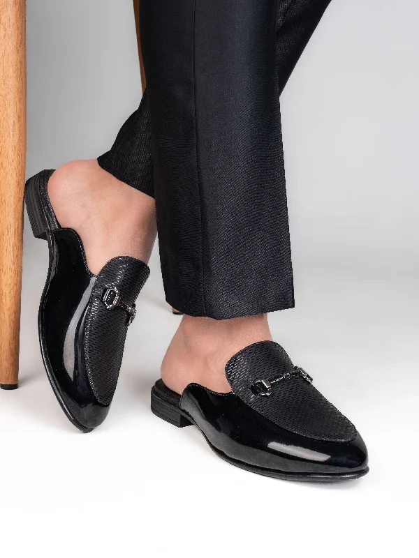 Men's casual shoes with a sporty look and feel Alberto Torresi Black Patent Mule With Metal Accent Men's casual shoes with a sporty look and feel Alberto Torresi Black Patent Mule With Metal Accent