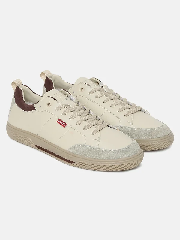 Men's casual shoes with a padded heel for comfort Men's Off-White Solid Shoes