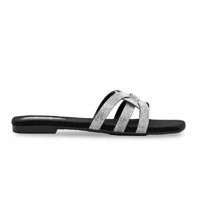 Men's slippers with a soft, flexible sole Black Fancy Slipper FN7880