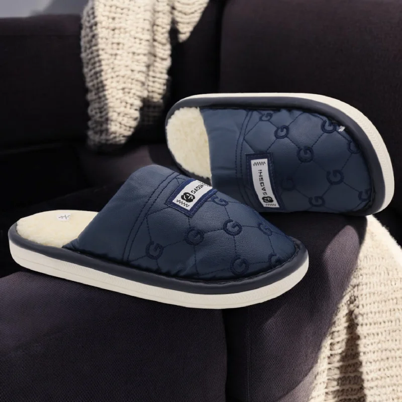 Men's slippers with a wool blend upper for warmth M0423 leather shoes
