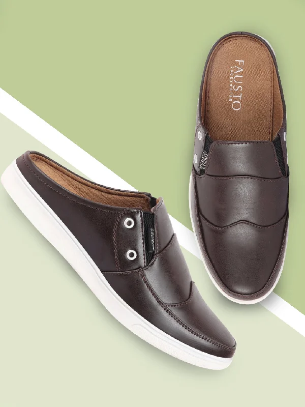 Men's casual shoes with a low - profile design Men Coffee Casual Back Open Classic Slip On Shoes